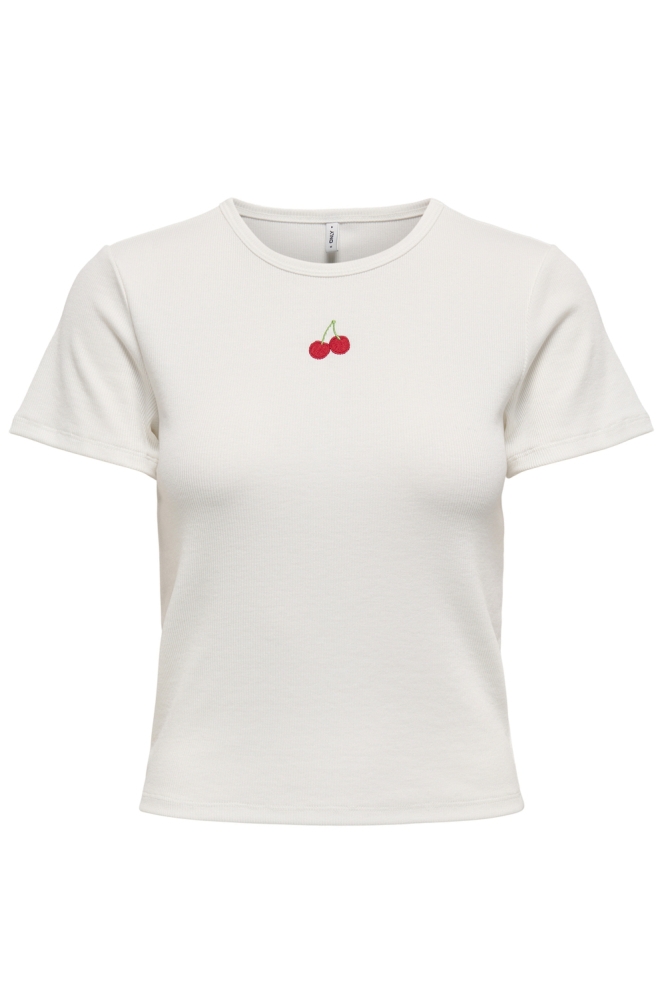 ONLDANIELLA S/S RIB TOP CS JRS 15350554 CLOUD DANCER/CHERRY